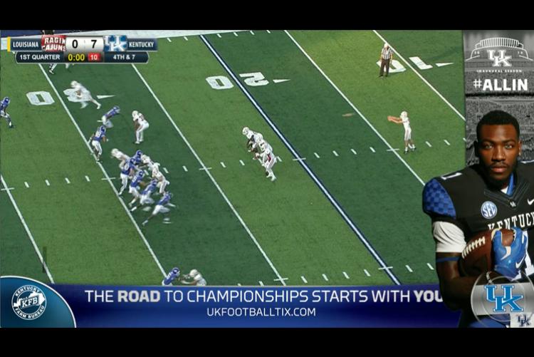 Live game day IPTV distribution with side and bottom promotions in 